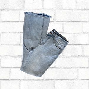 Fashion Nova Light Wash Distressed Wide Leg Denim Jeans